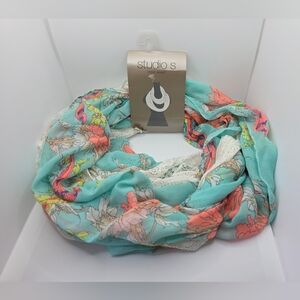 "Birds of Paradise" Studio S Infinity Loop Scarf - Seafoam Green RN #98072 Sears